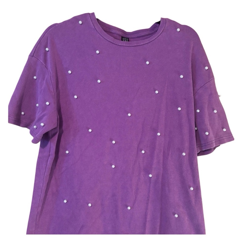 SHEIN Lavender Pearl Ribbed Top - Picture 3 of 5